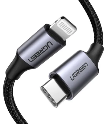 Imagen del producto de Cable UGREEN, conector Lightning a USB-C, 1 metro, color negro