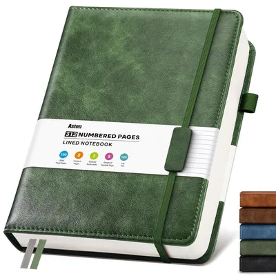 Produktbild von Notizbuch A4 Liniert Kunstleder Hardcover Grün 312 Seiten 100g/m²