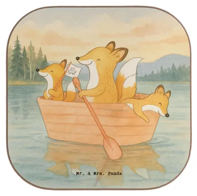 Produktbild von Mr. & Mrs. Panda Tischschoner Fuchs Kanufahren Design - Weiß - Geschenk, Kanu Schule, Coaster, Tischuntersetzer, Untersetzer für Gläser, Kanuverleih, fahren, Paddeltour