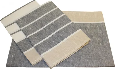 Produktbild von Triolino 3-er Pack Jacquard Geschirrtücher Küchenhandtücher Trockentuch Halbleinen Streifen, Grösse:50 cm x 70 cm, Farbe:Schwarz
