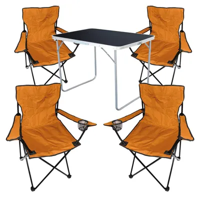 5-tlg Camping Set Campingtisch 4 Campingstuhl Klappstuhl Orange