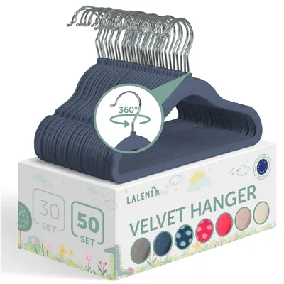 Produktbild von Kleiderbügel Samt, 50 Stück, dunkelblau, für Kinderkleidung