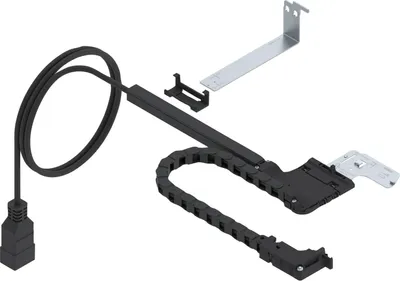 Produktbild von Blum Amperos AC Kabelführung, Kabelmanagement Schublade Steckdosenversteck, einfache Montage, Kunststoff schwarz, 480-520mm