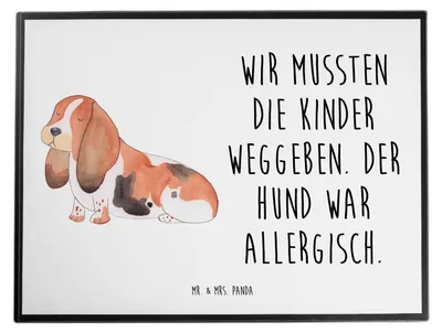 Produktbild von Mr. & Mrs. Panda Schreibunterlage Hund Basset Hound - Weiß - Geschenk, Lustig, schreibtischunterlage, schreibtischunterlagen, Süß, Unterlage Schreibtisch, Sprüche