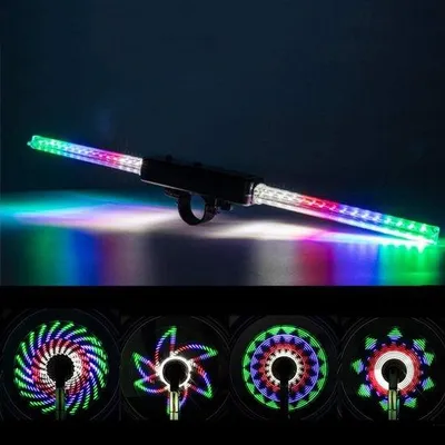 Productafbeelding van LED-verlichting voor fietsbanden, waterdichte ABS-fietsverlichting, spakverlichting met 64 LED's en 30 standen, geschikt voor mountainbikes.