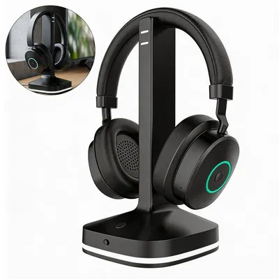 Produktbild von Bluetooth Kopfhörer mit Ladestation, TV-906, 35-70H Spielzeit, Bluetooth 5.4, ENC Rauschunterdrückung, 400-850mAh, AUX/Optisch, 40mm Treiber