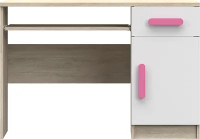 Image de Ensemble de chambre d'enfant Armoire, commode, lit, étagère murale, bureau Sonoma/blanc avec poignées roses Jonas III 02
