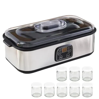 Immagine prodotto di Yogurtiera con 8 vasetti, yogurtiera digitale in acciaio inossidabile, macchina automatica per yogurt fai da te, formaggio e natto