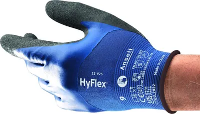 Produktbild von Ansell Handschuhe HyFlex 11-925 Gr.11 blau Elasthan/Nylongewebe m.Nitril EN 388 Kat.II 12 Stk