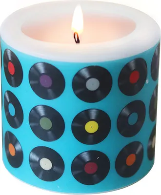 Produktbild von Kerze rund Vinyl Schallplatten Ø 8cm, Höhe 7,5cm