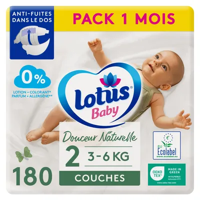 Obrázok produktu pre Lotus Baby Naturelle plienky veľkosť 2 (3-6 kg) 180 plienok
