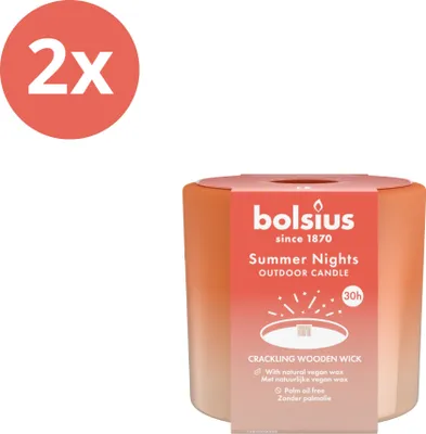 Produktbild von Bolsius - Sommernächte - Holzdocht - 80/90 - Elfenbein - Vorteilspack - 2 Stücke
