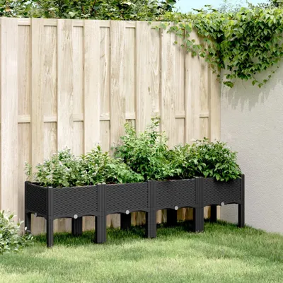 Produktbild von Design Pflanzkasten mit Beinen Schwarz 160x40x42 cm PP, Gabionen 2024 Neu