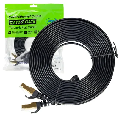 Produktbild von Flaches Netzwerkkabel S/STP CAT7 PNI U7075B, 2 x RJ45, 4 Adernpaare, 32AWG, Kupfer, 10 Gbit/s, 600 MHz, 7,5 m, schwarz
