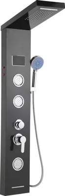 Immagine prodotto di Jayseuw Pannello doccia Sistema doccia Pannello doccia in acciaio inox nero titanio Colonna doccia con 5 modalità doccia Set doccia Pannello doccia Torre con doccia a pioggia (nero)