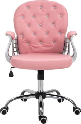 Produktbild von Ergonomiczny fotel biurowy Vinsetto, fotel gabinetowy, tapicerowane oparcie, różowy, PU, 59,5 x 60,5 95-105 cm