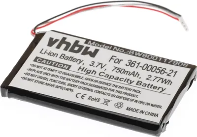 Produktbild von vhbw Akku Ersatz für Garmin 361-00056-21 für GPS Navigation Navi (750 mAh, 3,7 V, Li-Ion)