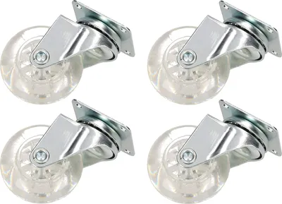 Produktbild von KOTARBAU® 4er Set Möbelrollen Ø 50 Lenkrollen Ohne Bremsen Transparent Gummi Schwenklager Kugellager Sofarollen Schieberrollen Transportrollen Univ