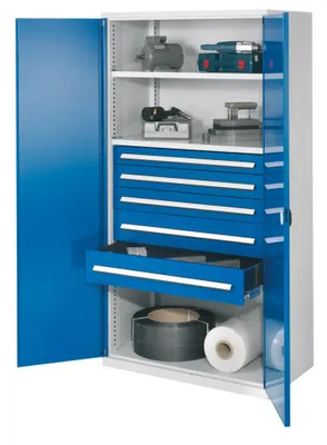 Produktbild von Kappes Schwerlastschränke ohne Mitteltrennwand 1950x1000x600mm Modell 44 Doppelwandtüren enzianblau