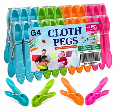 Zdjęcie produktu dla G4GADGET, klamry do bielizny, 24 sztuki, mocne klamry do suszenia ubrań, trwałe