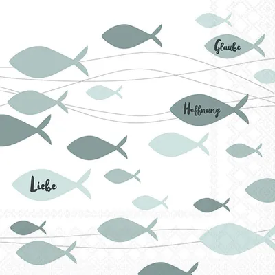 Produktbild von Servietten 33x33 cm - Communion fishes green