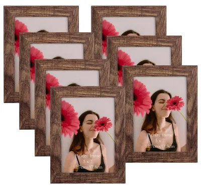 Fotolisten-Set 7er, 13x18 cm, rustikales Design, braun