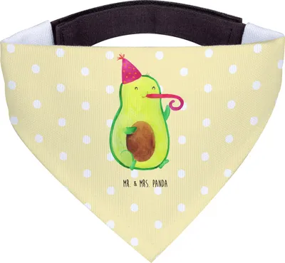 Produktbild von Mr. & Mrs. Panda Halstuch Für Hunde Avocado Feier - Gelb Pastell - Geschenk, Gute Laune, Geburtstag, Hals Tuch, Hundehalstuch, Bandana, Tröte, Hund, Fete, Party