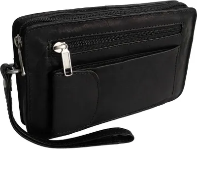 Produktbild von Bag Street - Leder Herren Handgelenktasche Herrentasche - Schwarz Einzelkammer