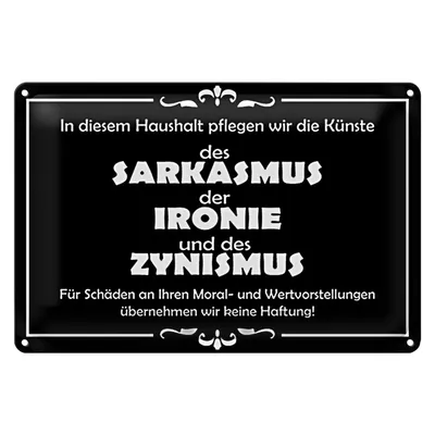 Produktbild von Blechschild Spruch 18x12cm In diesem Haushalt Sarkasmus