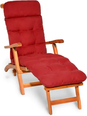 Image de Beautissu Transat confortable Deckchair, 200 x 50 x 8 cm, rouge