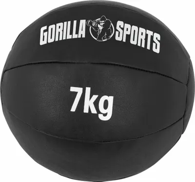 Produktbild von GORILLA SPORTS® Medizinball - 7kg Gewichte, 29cm, aus Leder, Schwarz - Trainingsball, Fitnessball, Gewichtsball, Slam Ball
