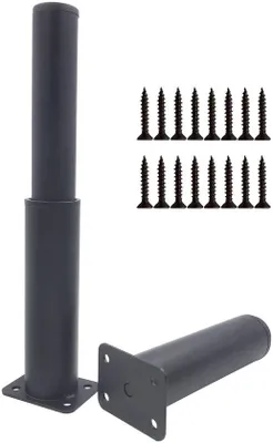 Obrázek produktu pro Ibenzoa® Nastavitelné nohy na nábytek – sada 2 kusů, 150–250 mm, nerezová ocel a plast, matná černá barva, výškově nastavitelné, vhodné pro nábytek vyrobený svépomocí, stoly, televizní stolky, skříně