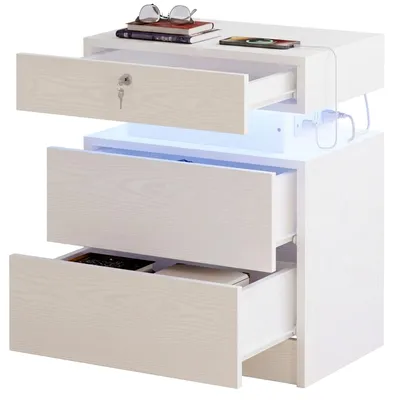Immagine prodotto di IRONCK, comodino con cassetto nascosto, bianco