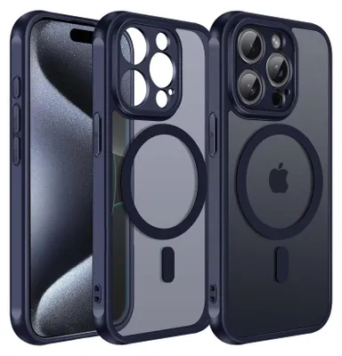 Three iPhone cases are shown from different angles against a light gray background.