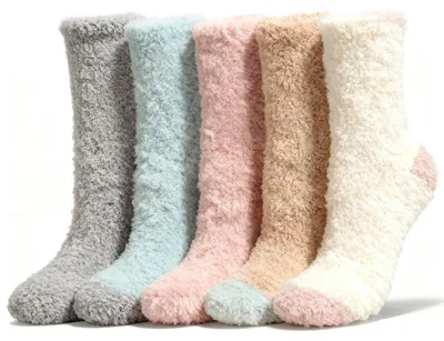 Produktbild von 5 Paar Kuschelsocken Damen Korallenfleece Größe 36-42 Warm Wintersocken Haussocken