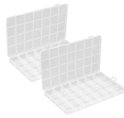 2er-Set Aufbewahrungsbox mit 28 Fächern, transparent, 22,4 x 13,1 cm