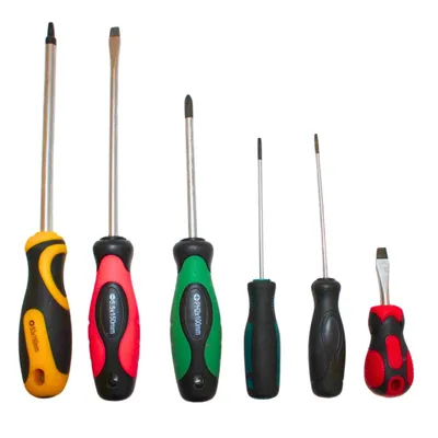 Produktbild von Schraubendreher Set 6-tlg. magnetisch, Kreuz- & Schlitzschraubendreher, Cr-V Stahl, rutschfester Griff, KINZO für Haushalt & Werkstatt