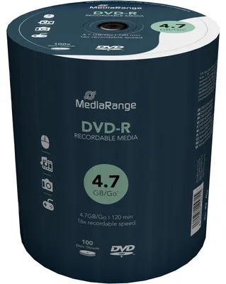 Produktbild von MediaRange MR442, DVD-R, Tortenschachtel, 100 Stück(e), 4,7 GB