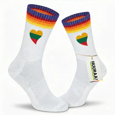 Produktbild von Huuraa Uni Socken Litauen Flagge Herz 42/46 Rainbow Baumwolle Tennissocken Geschenkidee
