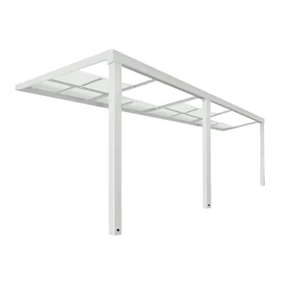 Produktbild von HOME DELUXE - Terrassenüberdachung SOLIS DELUXE - Weiß, 579 x 295 x 233 / 272 cm - inkl. Schiebedachfunktion - inkl. Hohlkammerplatten, Montagematererial I Pergola Überdachung Terrassendach