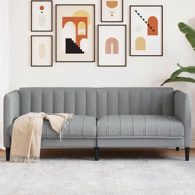 Immagine prodotto di Maison Exclusive - Divano a 2 posti, colore grigio chiaro, rivestito in tessuto