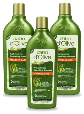 Obrázok produktu pre 3 x Šampón Dalan d'Olive na obnovu vlasov, určený pre suché a poškodené vlasy, objem 400 ml - výhodná balenka - 3 kusy