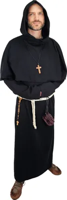 Produktbild von Mönchskutte schwarz "Baldrich" - Set aus Habit, Kukulle und Seilgürtel XXL/XXXL