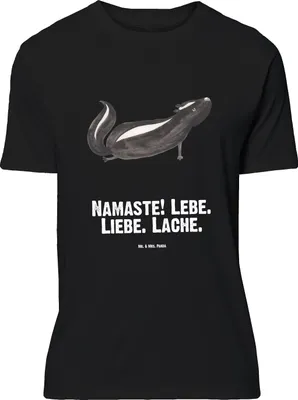 Produktbild von Mr. & Mrs. Panda T-Shirt Stinktier Yoga - Schwarz - Geschenk, Skunk, Raubtier, Liebe, Namaste, Basic-Shirt, Shirt, S, Tshirt, oberteil