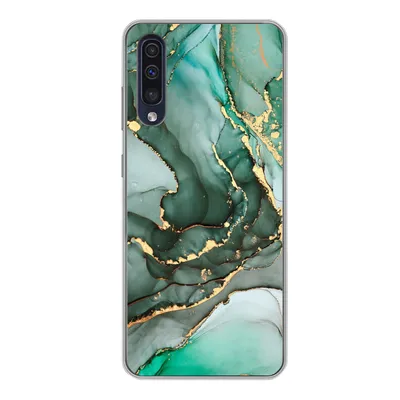 Produktbild von MuchoWow® Handyhülle Schutzhülle Hülle für Samsung Galaxy A50 Gold - Marmor - Grün - Luxus - Marmoroptik - Grau Silikon Softcase Handy Hülle - Mobiltelefonhülle