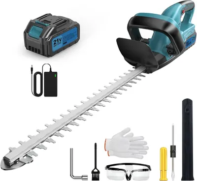 Produktbild von 500W Akku Heckenschere mit Bürstenlosem Motor – 530 mm Schnittlänge, 4000mAh Akku & Ladegerät – für Hecken & Sträucher, 20 mm Schnittstärke, Blau