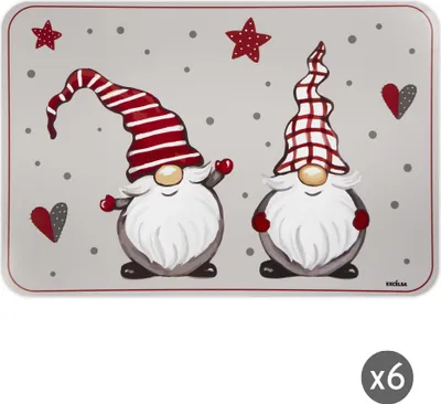 Immagine prodotto di Excelsa Set di 6 tovagliette Gnomo in plastica 29Xh43X0,1 cm colorate