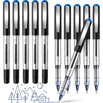 Obrázek produktu pro Sada modrých gelových per, 10 kusů, šířka hrotu 0,5 mm, rychleschnoucí, hladké psaní