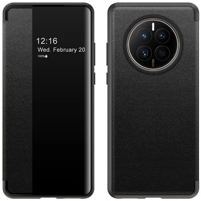 Immagine prodotto di Custodia per Huawei Mate 50 custodia sottile in Finto cuoio con finestra di visualizzazione nero
