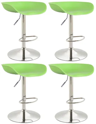 Produktbild von CLP 4er Set Barhocker Anaheim Kunststoff Trompetenfuß mit Fußstütze grün Gestell Farbe chrom